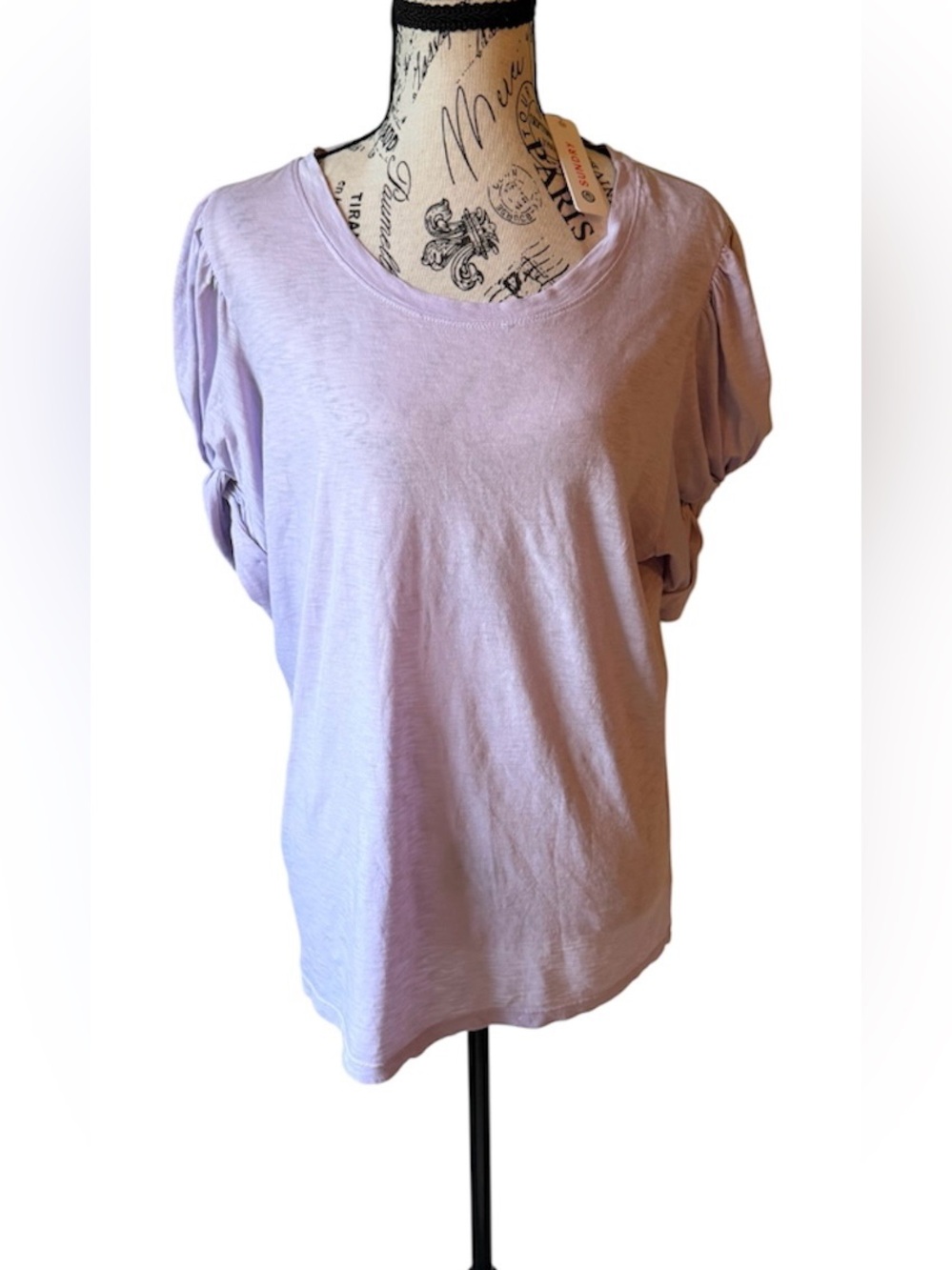 NWT SUNDRY Lgt.Lavender Short Sleeve Knot-Sleeve Tee 💯 Pima Cotton Anthropologie